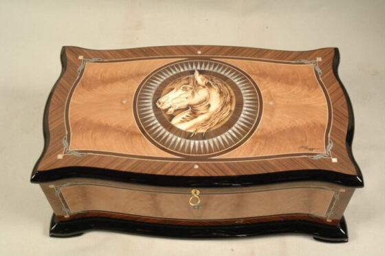 CO2 laser engraved wooden chest