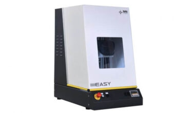 Compact fiber laser for marking paper, fabric and leather