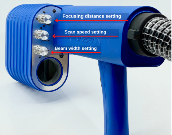 Laser cleaning head with adjustable settings