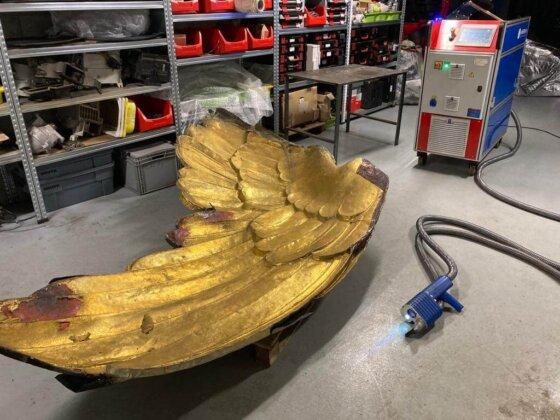 Laser gold layer removal