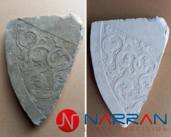 Laser cleaning marble fragment