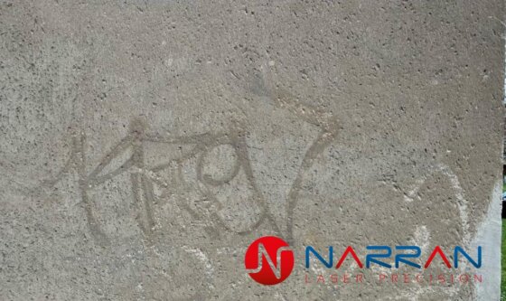 Graffiti laser cleaning from concrete
