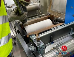 Eco-friendly cleaning solution: Laser-treated machinery rollers for hygienic standards.